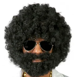 Afroparykk Svart med Skjegg