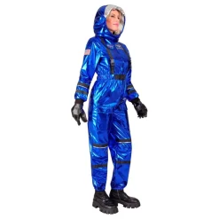Astronaut Blå Metallic Dame Kostyme