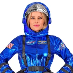 Astronaut Blå Metallic Dame Kostyme