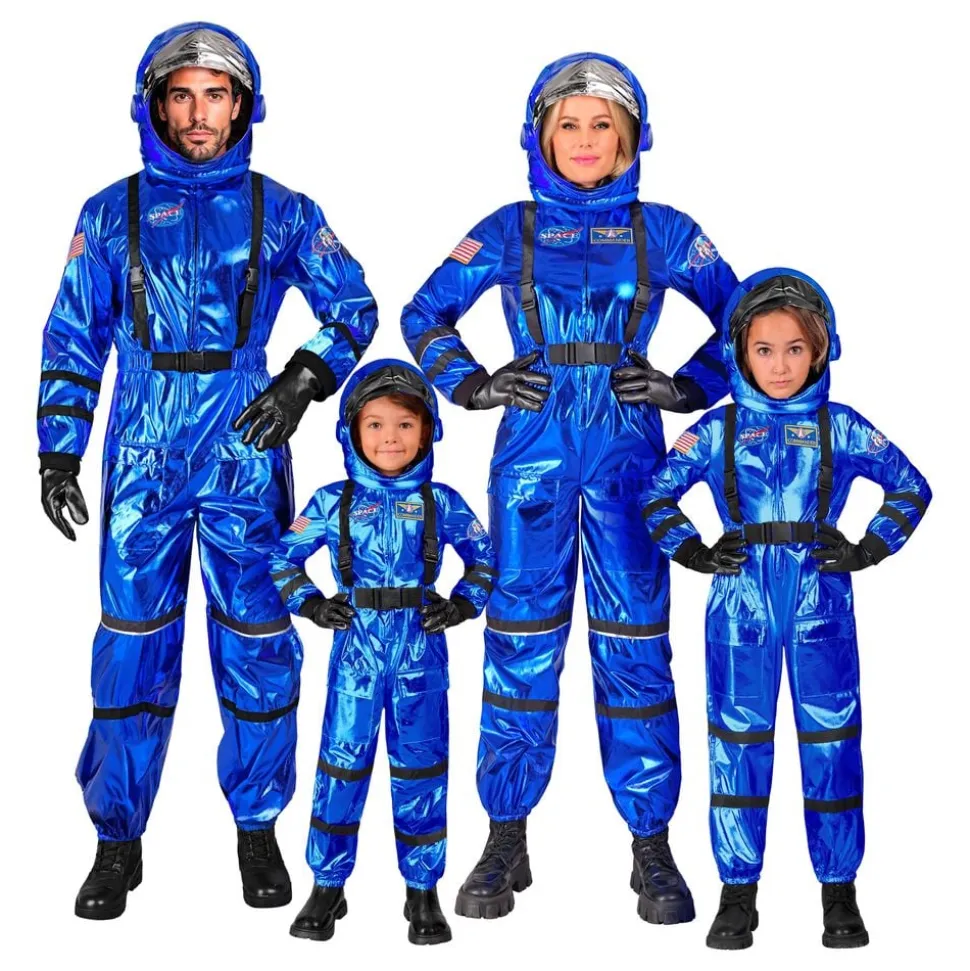 Astronaut Blå Metallic Herre Kostyme