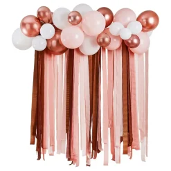 Ballongbue med Streamers Hvit/Roségull Metallic