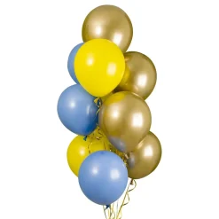 Ballongbukett Gul/Blå/Gull