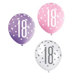 Ballonger 18 Rosa/Lilla/Hvit