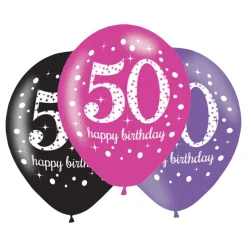 Ballonger 50 Rosa/Svarte Happy Birthday
