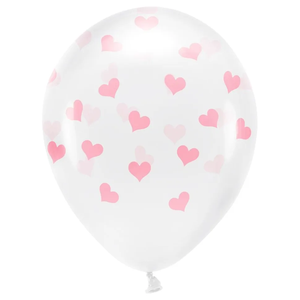 Ballonger Transparente med Lyserosa Hjerter