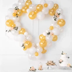 Ballongfigur Gull/Hvit Hjerte Stort