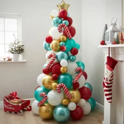 Ballongfigur Juletre Rød/Grønn