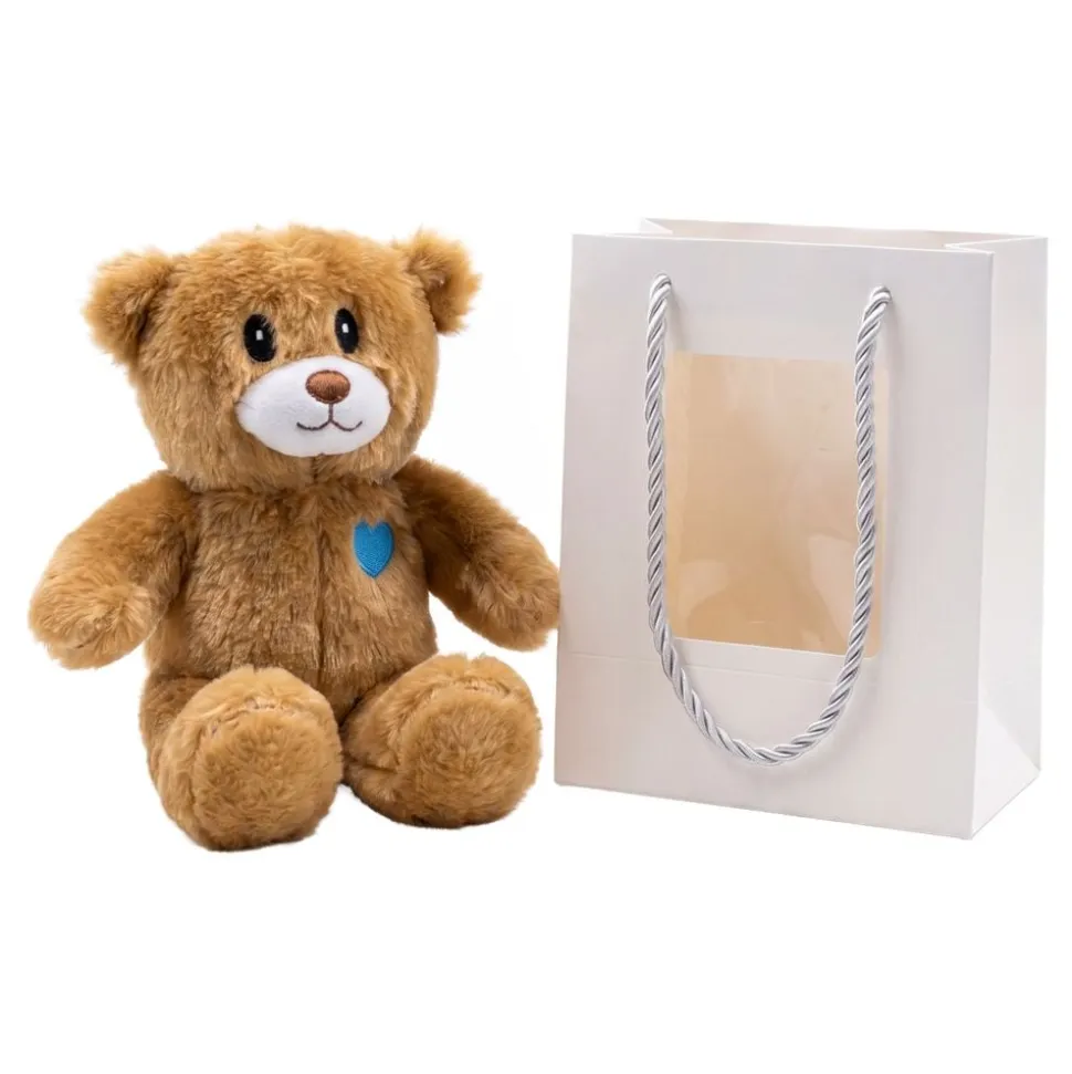Bamse med Blått Hjerte i Gavepose
