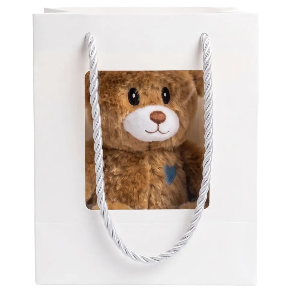 Bamse med Blått Hjerte i Gavepose