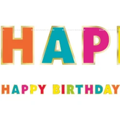Banner Happy Birthday Flerfarget