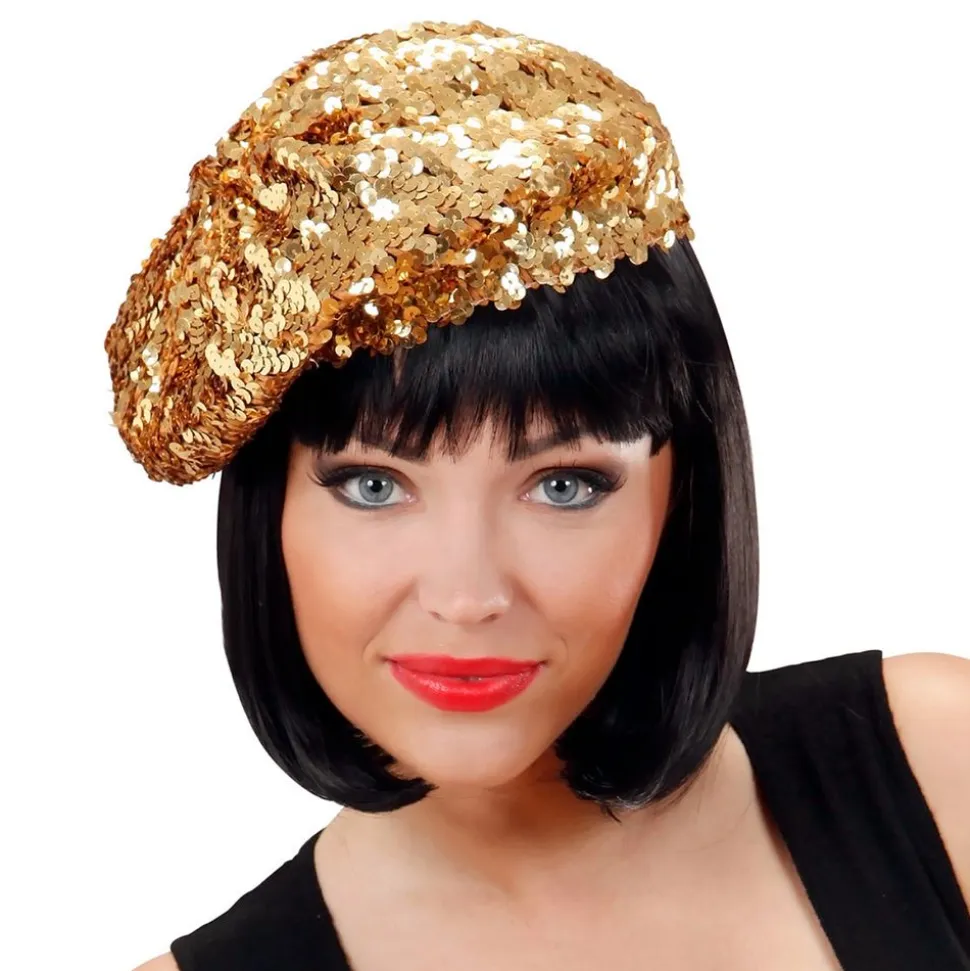 Beret Paljett Gull