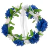 Blomsterkrans blå/hvit med silkebånd