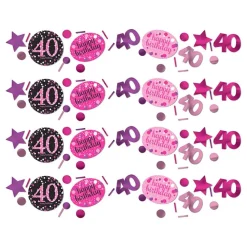 Bordkonfetti 40 Svart/Rosa Glitter