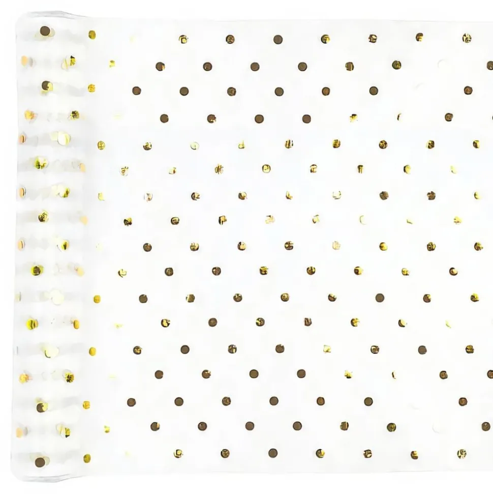 Bordløper Organza-stoff Prikkete Hvit/Gull
