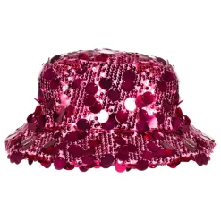 Bøttehatt Paljetter Neonrosa