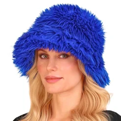 Bucket Hat Fluffy Blå