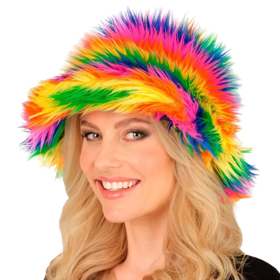 Bucket Hat Fluffy Regnbue