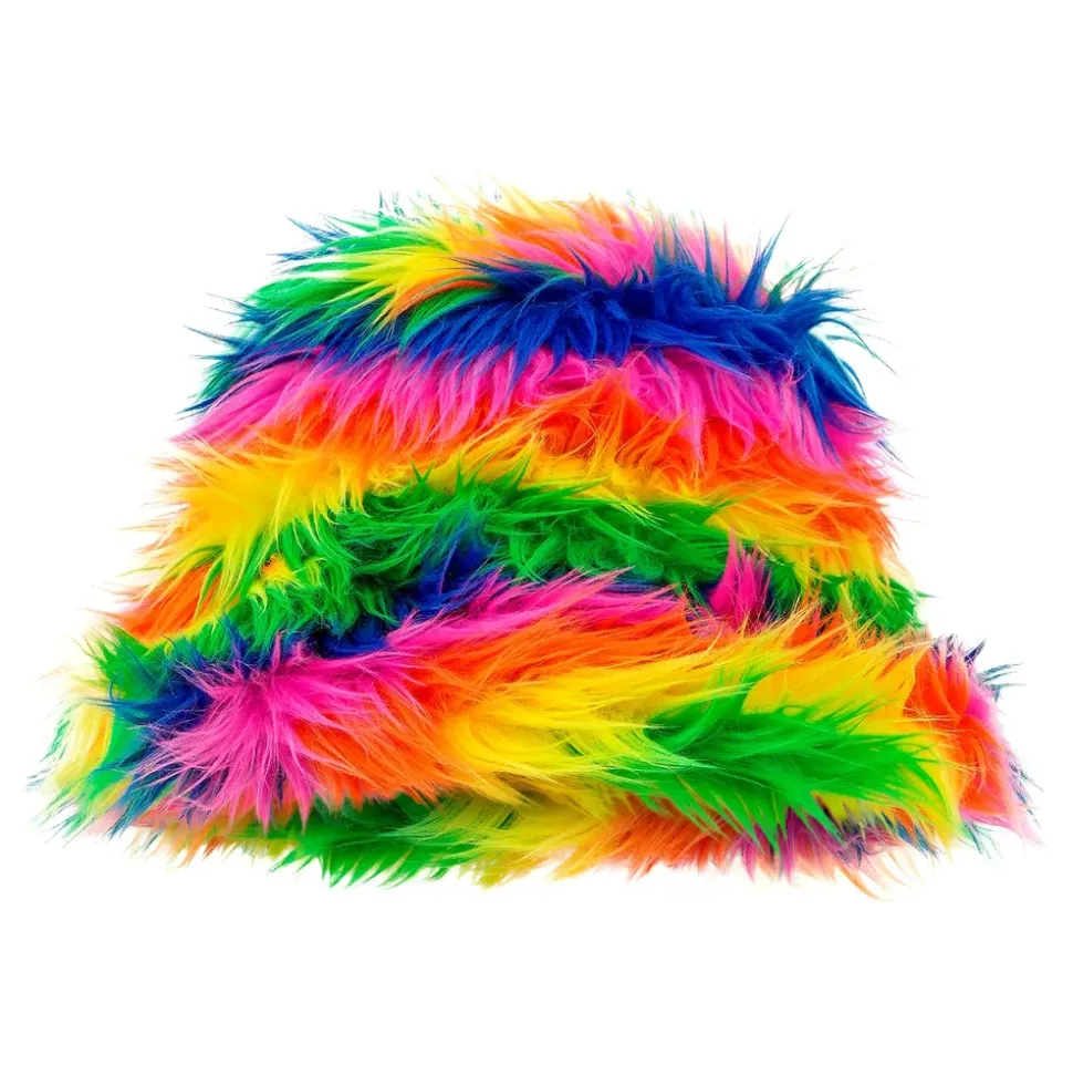 Bucket Hat Fluffy Regnbue