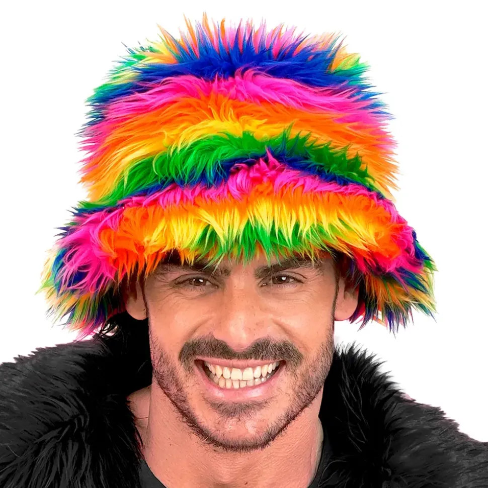Bucket Hat Fluffy Regnbue