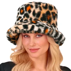 Bucket Hat i fuskpels leopard