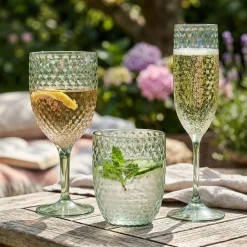 Champagneglass i plast grønn