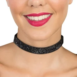 Choker Halskjede med Strass Svart