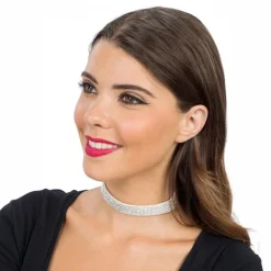 Choker Halskjede med Strass Sølv