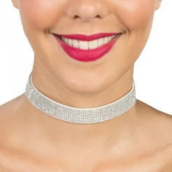 Choker Halskjede med Strass Sølv