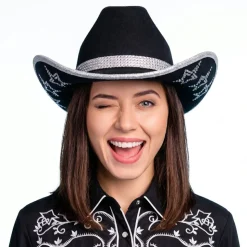 Cowboyhatt med strass-stjerner svart