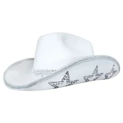 Cowboyhatt med strass-stjerner Hvit
