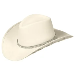 Cowboyhatt naturhvit med glitterstjerner