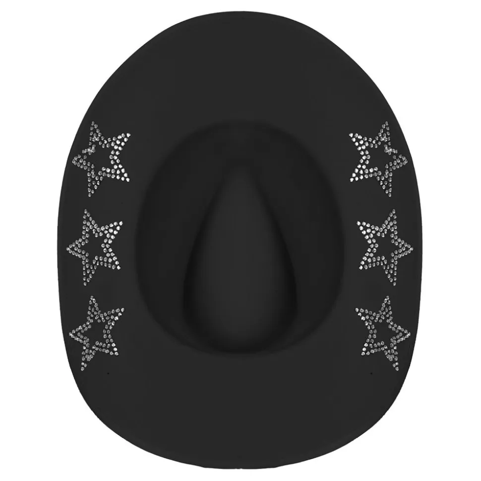Cowboyhatt Svart med Glitterstjerner