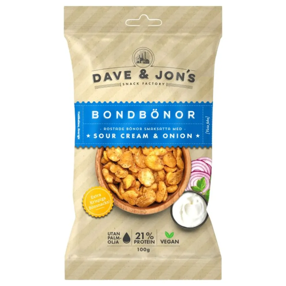 Dave & Jons Ristede Bondebønner Sour Cream & Onion