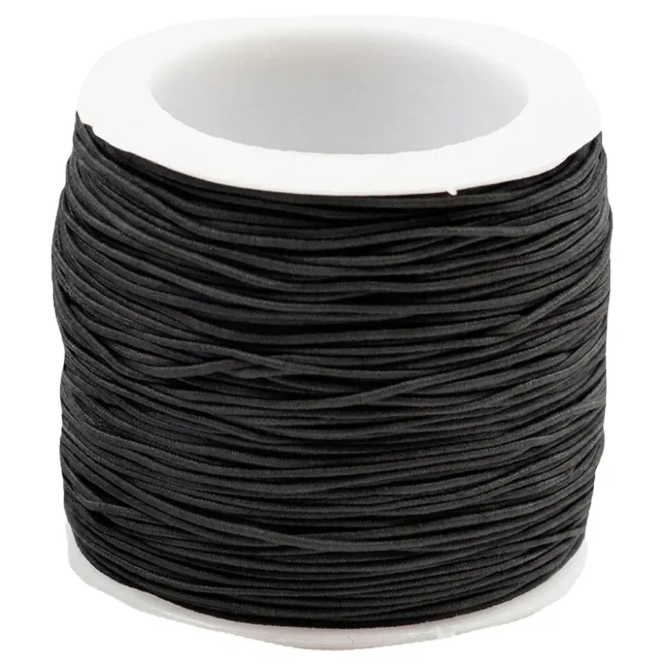 Elastisk snor på rull Svart