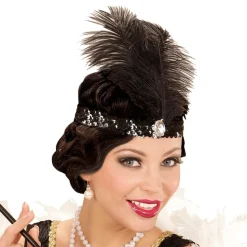 Flapper Pannebånd med Diamant Svart