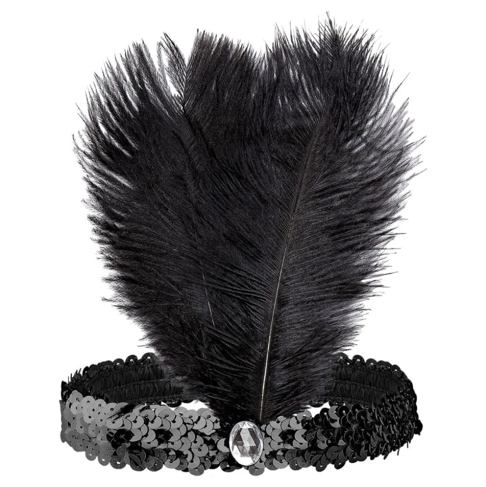 Flapper Pannebånd med Diamant Svart