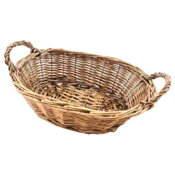 Flettet kurv med håndtak oval