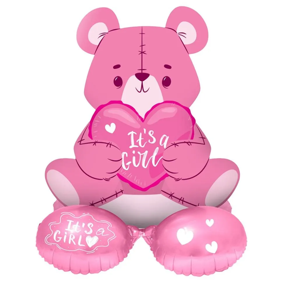 Folieballong Bjørn It's a Girl Rosa