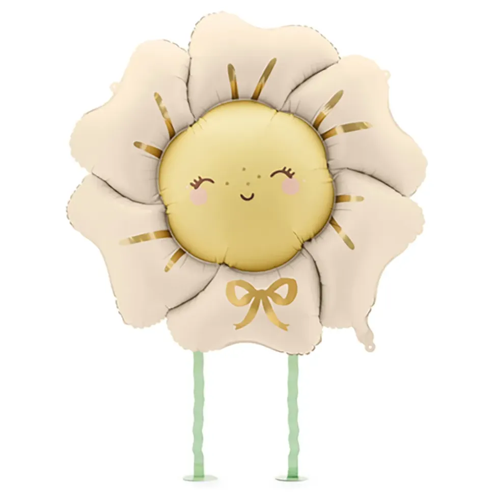 Folieballong Blomst med Ben Beige