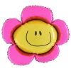 Folieballong Blomst Smilefjes Rosa