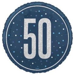 Folieballong 50 Blå/Sølv