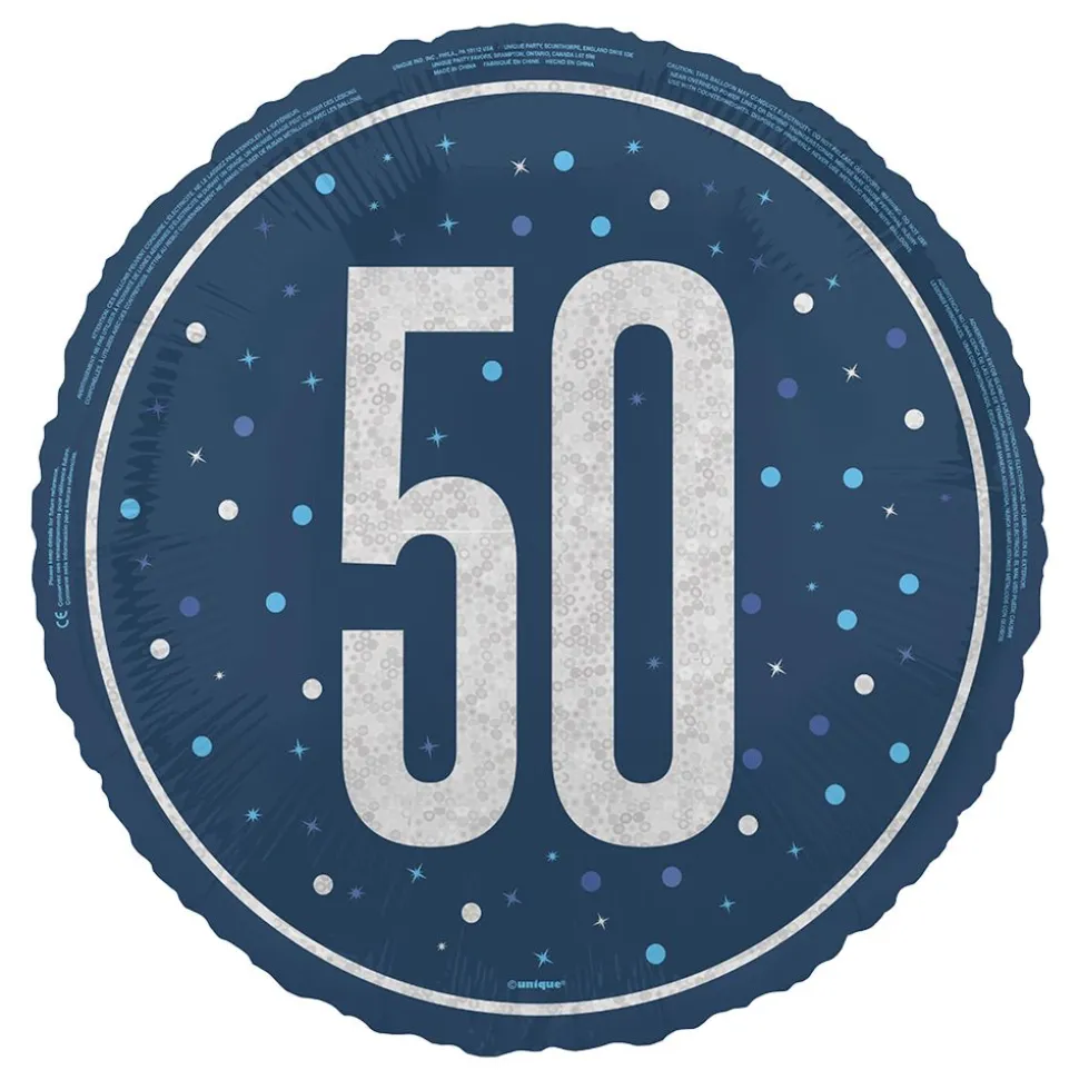Folieballong 50 Blå/Sølv