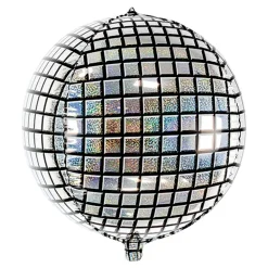 Folieballong Discokule Sølv Holografisk