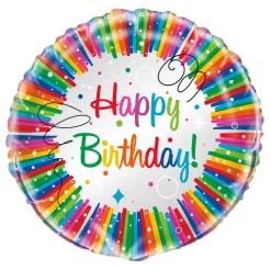 Folieballong Happy Birthday Regnbue