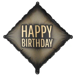 Folieballong Happy Birthday Svart/Gull