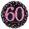 Folieballong 60 Happy Birthday Rosa Sparkling