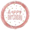 Folieballong Happy Birthday Hvit/Roségull