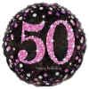 Folieballong 50 Happy Birthday Rosa Sparkling
