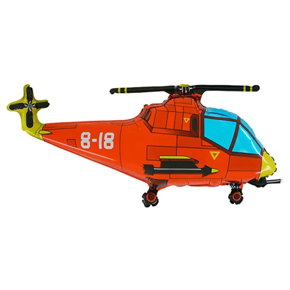 Folieballong Helikopter Rød