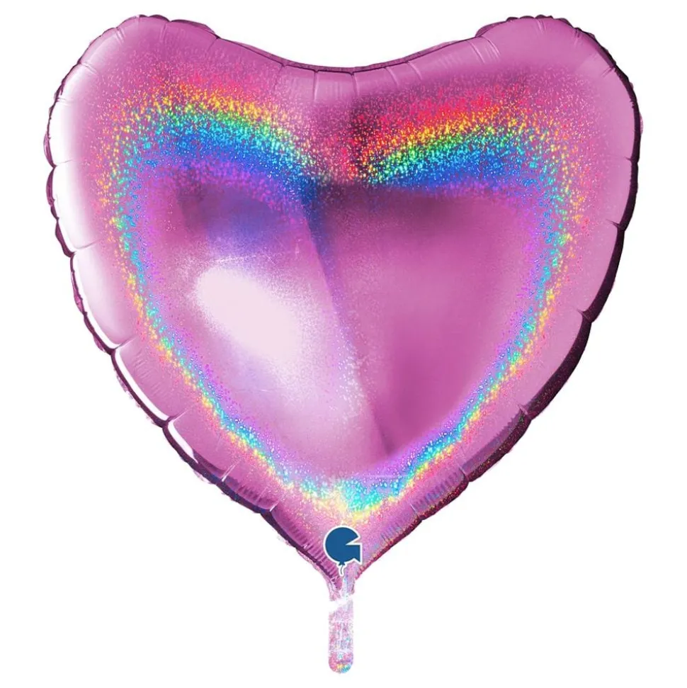 Folieballong Hjerte Glitter Rosa Stor
